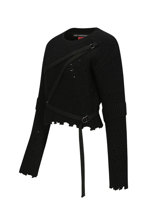 [andersson bell] NORA STRAP KNIT PULLOVER atb1196w(BLACK)