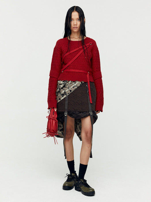 [andersson bell] NORA STRAP KNIT PULLOVER atb1196w(SCARLET)