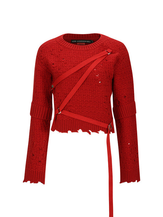 [andersson bell] NORA STRAP KNIT PULLOVER atb1196w(SCARLET)