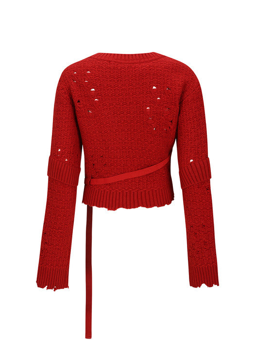 [andersson bell] NORA STRAP KNIT PULLOVER atb1196w(SCARLET)