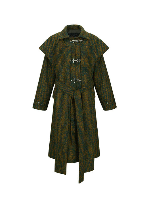 [andersson bell] SCARF DOUBLE-LAYERED COAT awa662w(GREEN)
