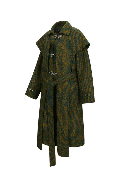[andersson bell] SCARF DOUBLE-LAYERED COAT awa662w(GREEN)