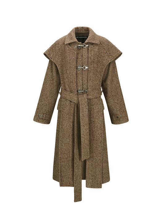 [andersson bell] SCARF DOUBLE-LAYERED COAT awa661w(BROWN)