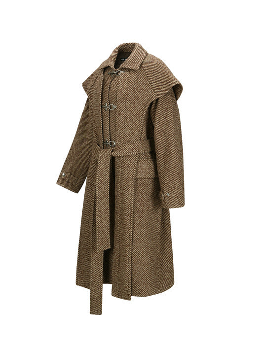[andersson bell] SCARF DOUBLE-LAYERED COAT awa661w(BROWN)