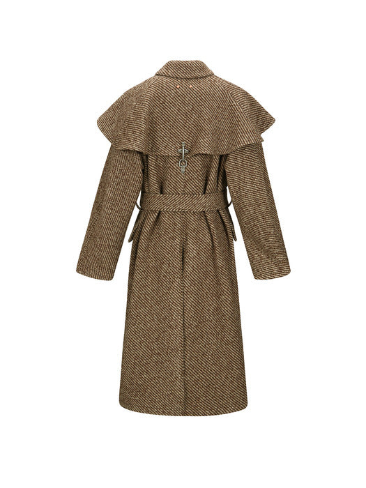 [andersson bell] SCARF DOUBLE-LAYERED COAT awa661w(BROWN)