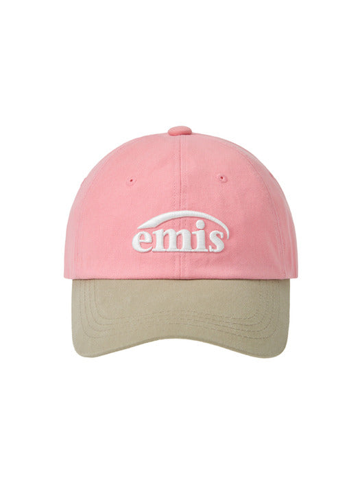 [emis] NEW LOGO MIX BALL CAP(RENEWAL)-BEIGE/PINK
