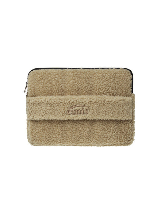 [emis] SHEARLING LAPTOP POUCH-BEIGE