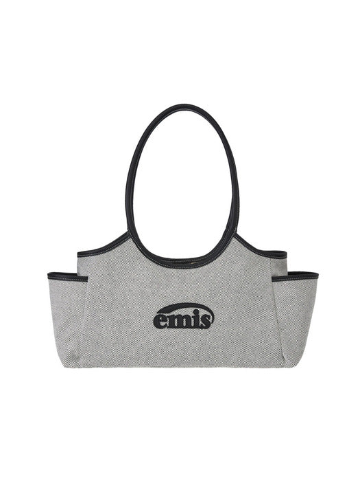 [emis] CANVAS LEATHER SHOULDER BAG-BLACK