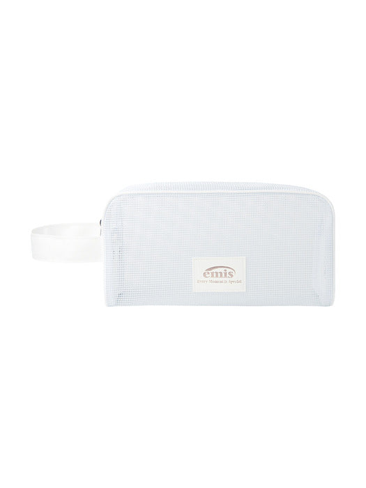 [emis] PVC MESH BEACH POUCH-WHITE
