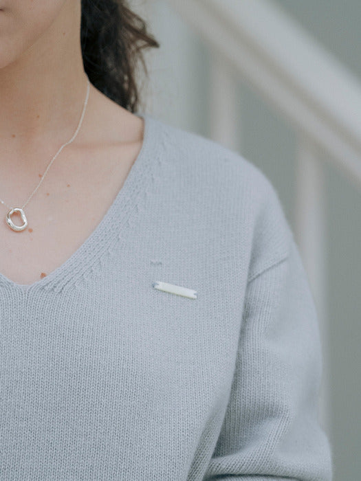 [TILLIDIE] Till logo v-neck wool knit_Sky blue