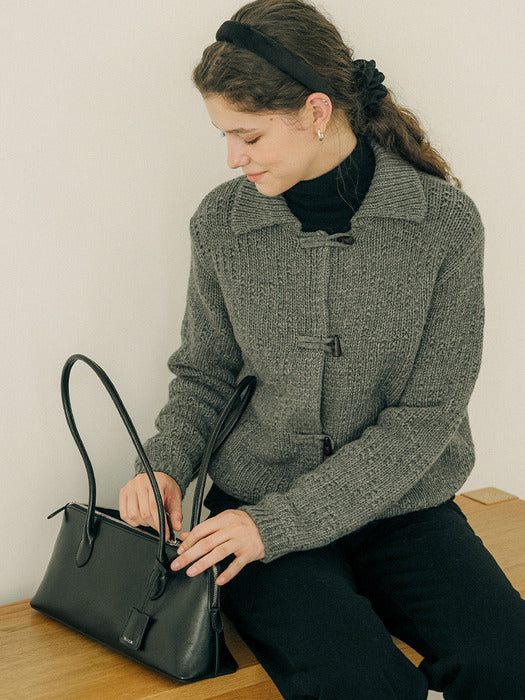 [TILLIDIE] Dia button point wool blended cardigan_Gray