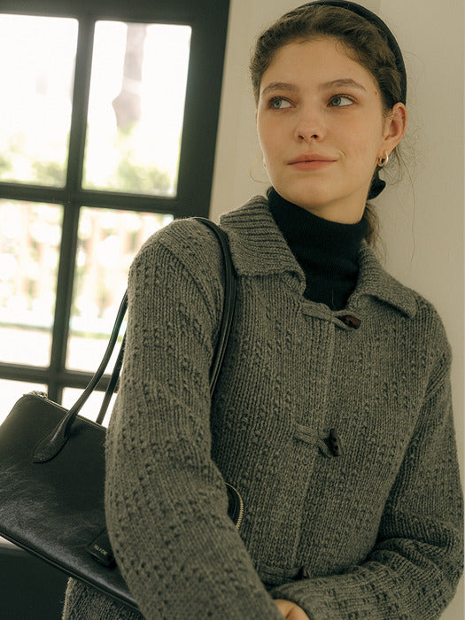 [TILLIDIE] Dia button point wool blended cardigan_Gray