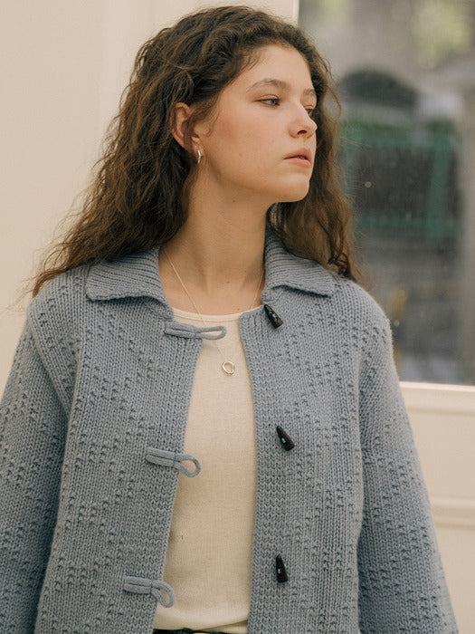 [TILLIDIE] Dia button point wool blended cardigan_Blue