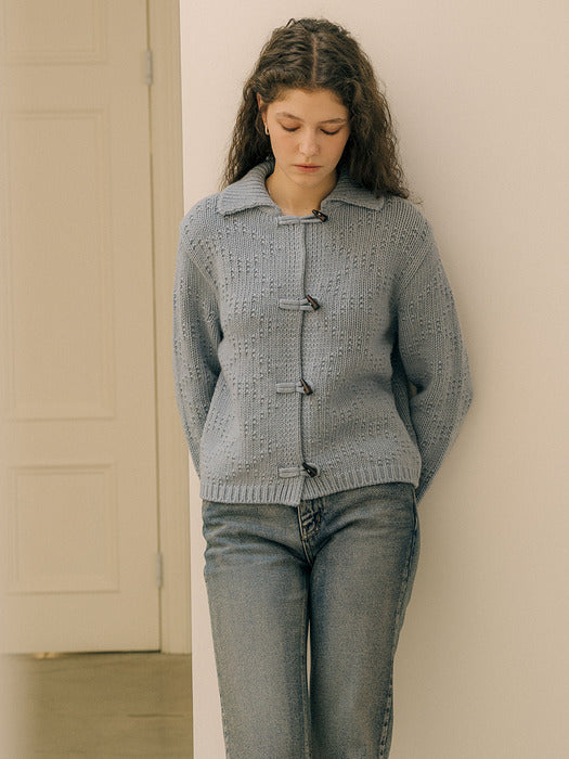 [TILLIDIE] Dia button point wool blended cardigan_Blue