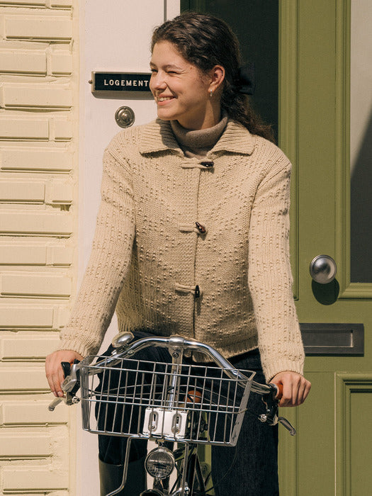 [TILLIDIE] Dia button point wool blended cardigan_Oatmeal