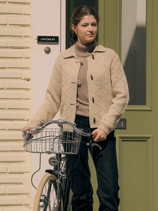 [TILLIDIE] Dia button point wool blended cardigan_Oatmeal