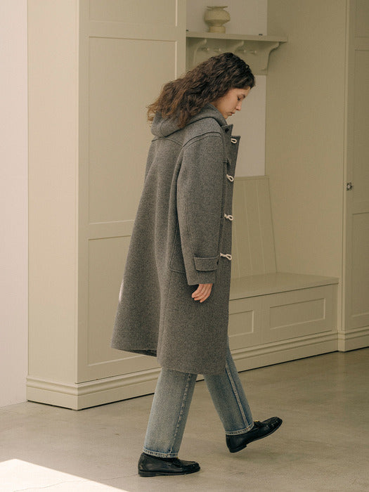[TILLIDIE] Wool midi duffle hooded coat_Charcoal