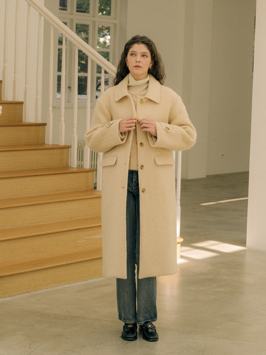 [TILLIDIE] Mohair wool blending maxi coat_Butter