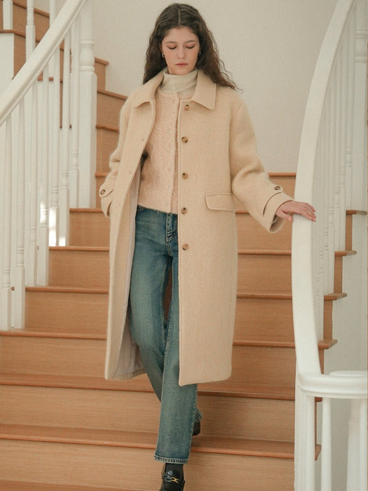 [TILLIDIE] Mohair wool blending maxi coat_Butter