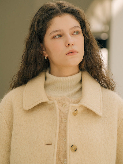 [TILLIDIE] Mohair wool blending maxi coat_Butter