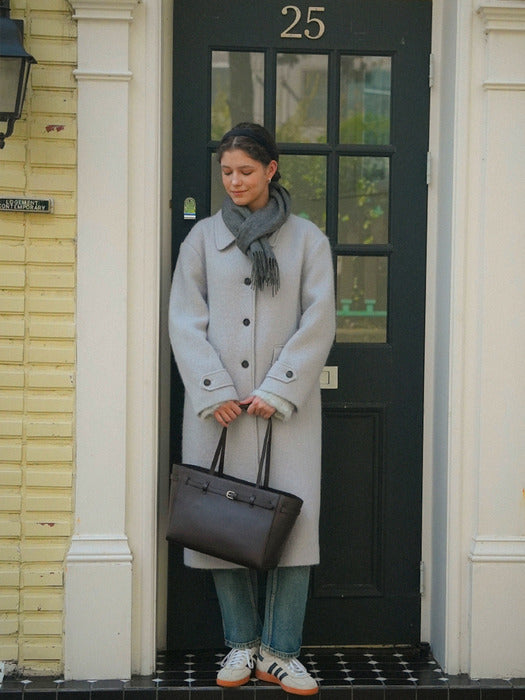 [TILLIDIE] Mohair wool blending maxi coat_Skyblue