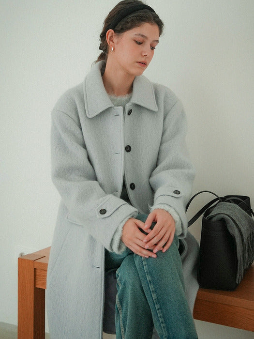 [TILLIDIE] Mohair wool blending maxi coat_Skyblue