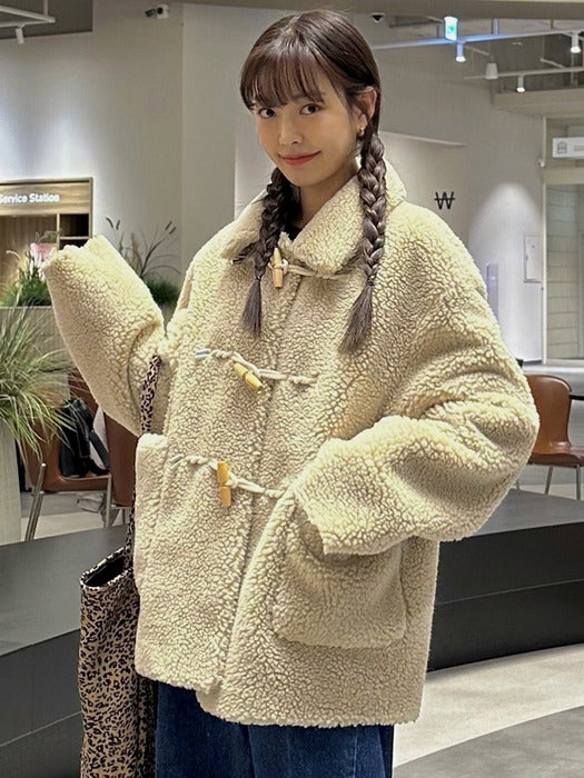 Tillidie Duffle collar wool mustang coat Beige