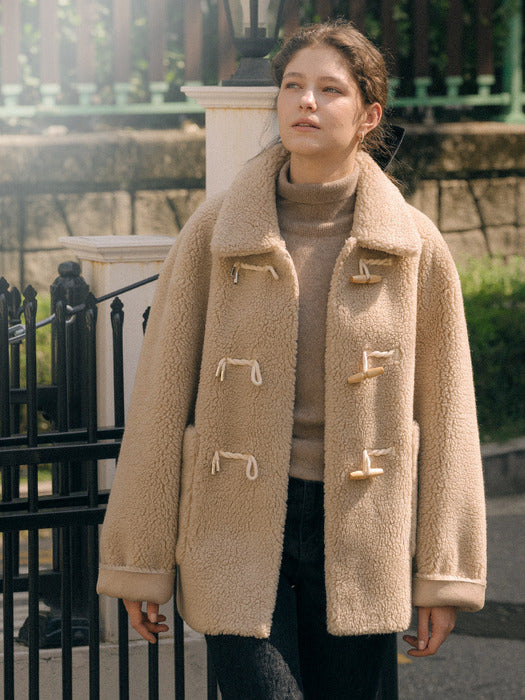 Tillidie Duffle collar wool mustang coat Beige