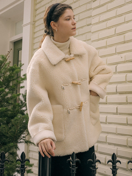 [TILLIDIE] Duffle collar wool mustang coat_Ivory