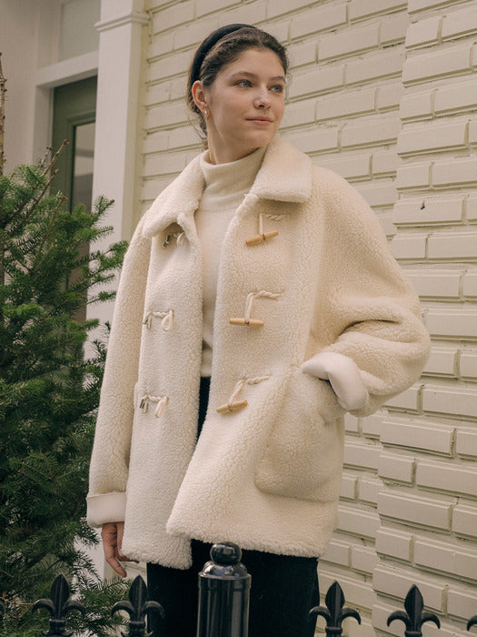 [TILLIDIE] Duffle collar wool mustang coat_Ivory