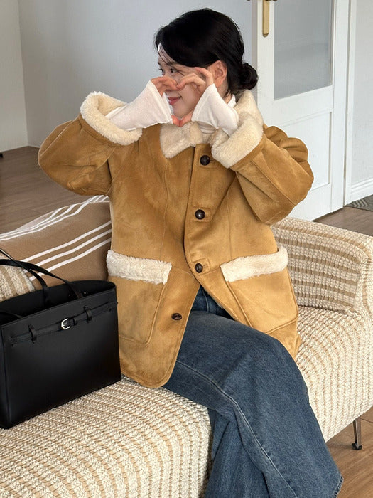 [TILLIDIE] Reversible suede mustang_Yellow