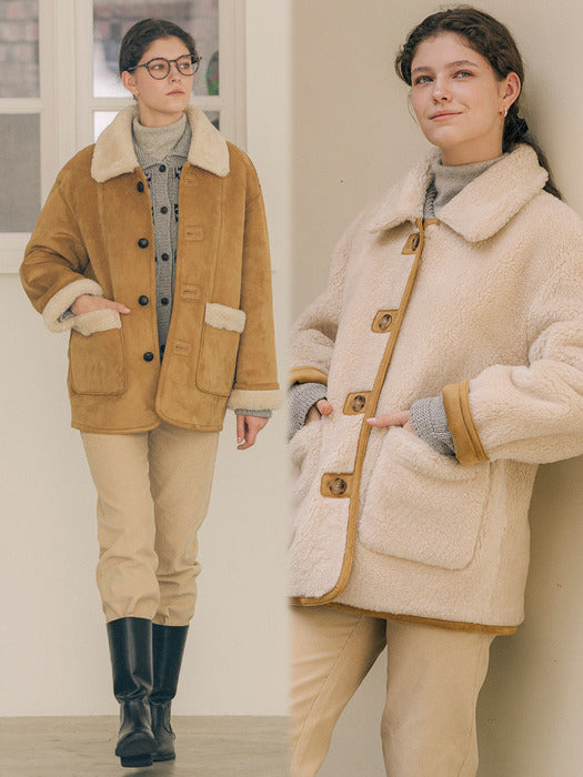 [TILLIDIE] Reversible suede mustang_Yellow