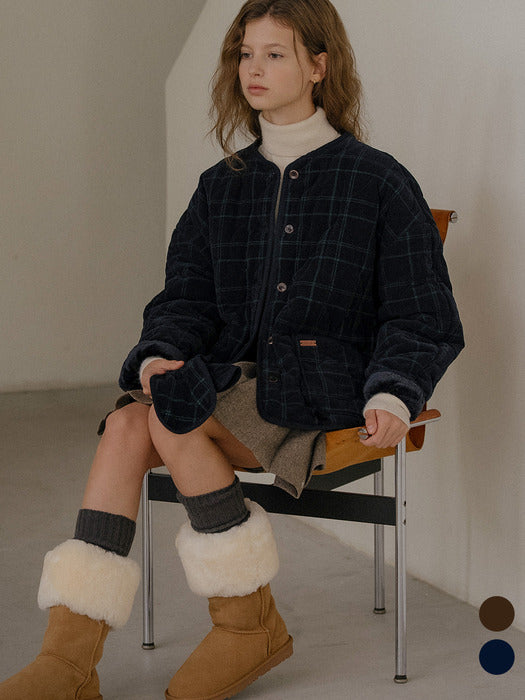 Tillidie Corduroy quilting detachable collar jumper