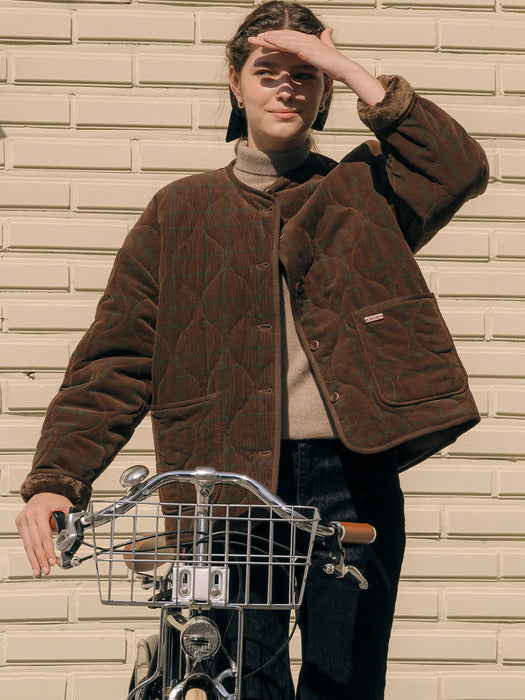 [TILLIDIE] Corduroy quilting detachable collar jumper_Brown