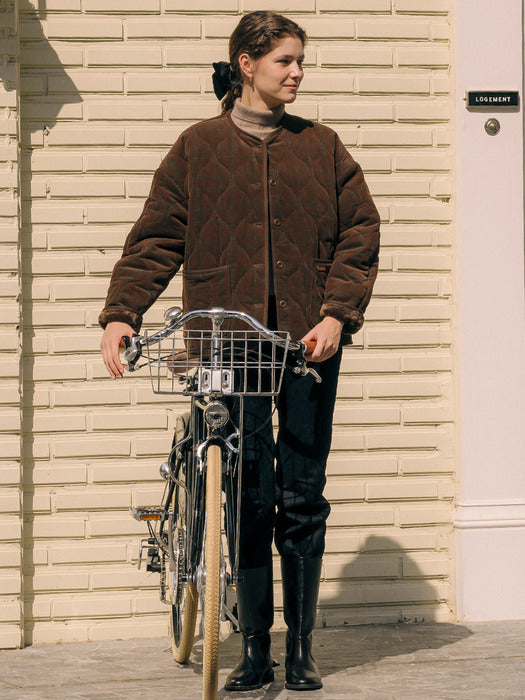 [TILLIDIE] Corduroy quilting detachable collar jumper_Brown