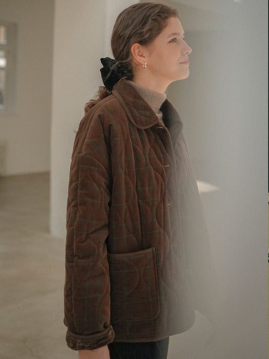 [TILLIDIE] Corduroy quilting detachable collar jumper_Brown