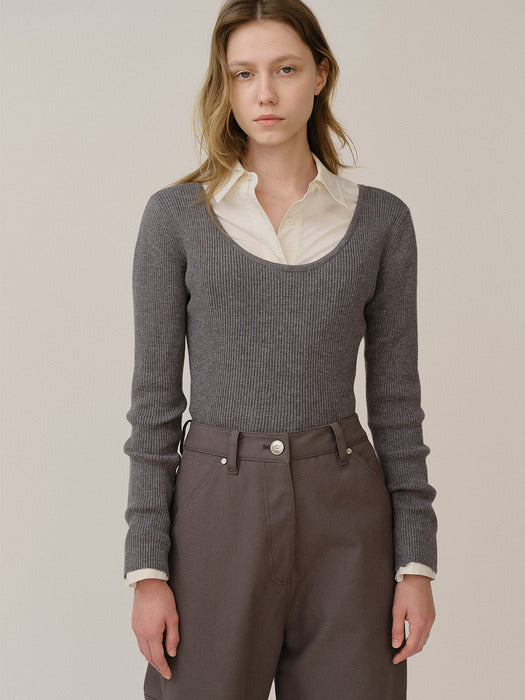 Kindersalmon Round Sweater Melange Gray