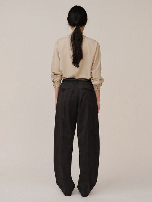 Kindersalmon Draped Allen Blouse Sand Beige (Merino Wool)