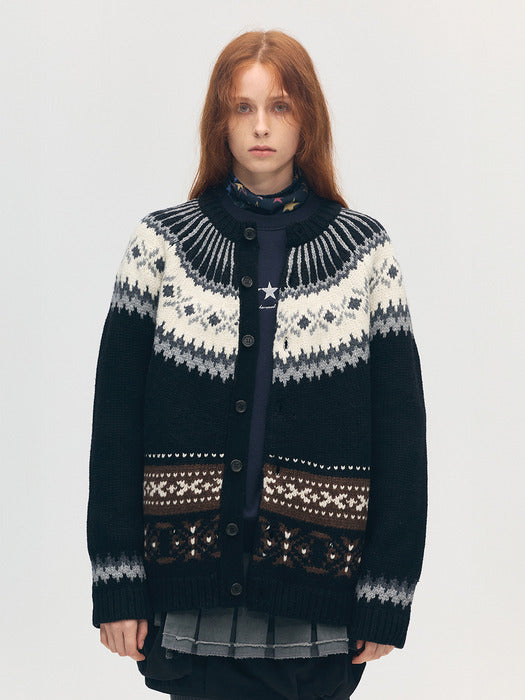 Margesherwood Fair Isle Cardigan black