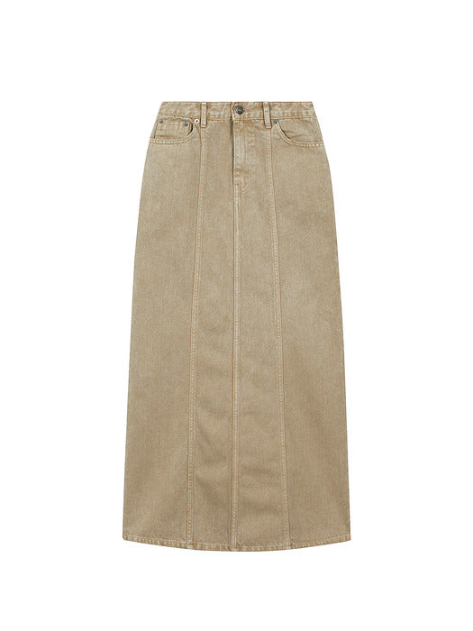 Margesherwood Snow Washed Maxi Denim Skirt camel