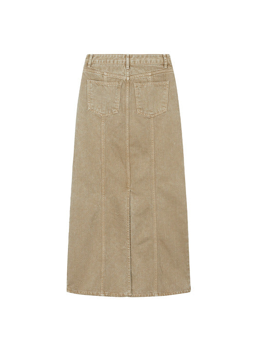 Margesherwood Snow Washed Maxi Denim Skirt camel
