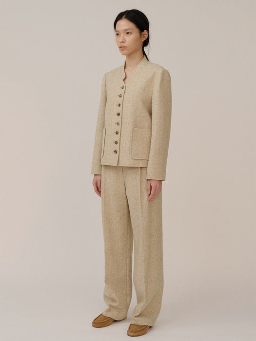 Kindersalmon Camis Wool Silk Trouser Greige