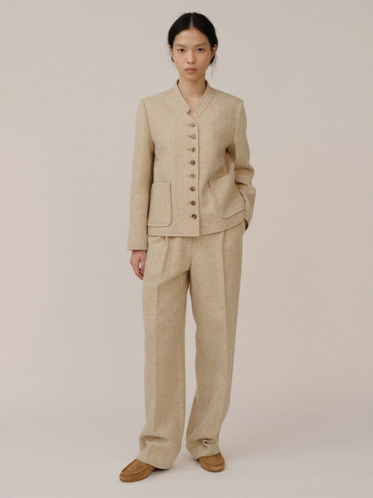 Kindersalmon Camis Wool Silk Trouser Greige