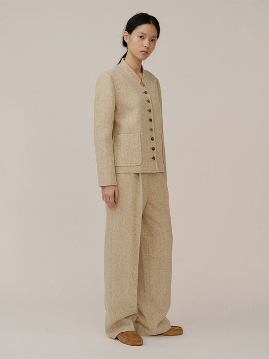 Kindersalmon Camis Wool Silk Trouser Greige