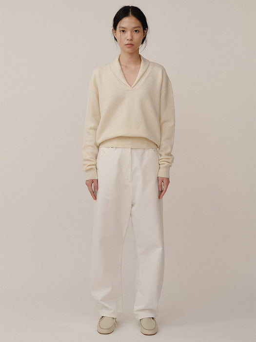 Kindersalmon Shawl Collar Pullover Cream