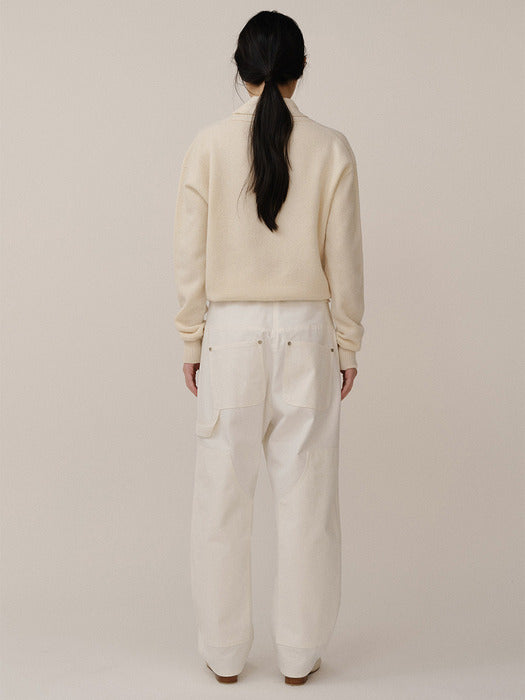 Kindersalmon Shawl Collar Pullover Cream