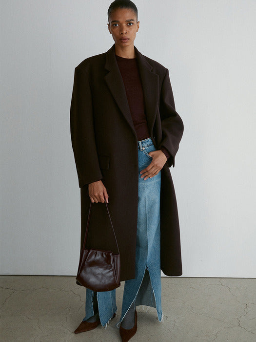 [recto] RC SINGLE BREASTED TAILORED COAT (DARK BROWN)