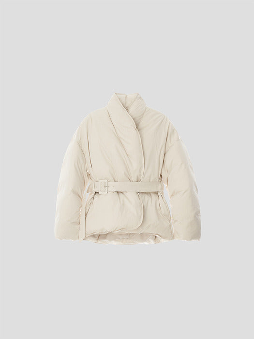 Recto Shawl Collar Puffer Jacket (Cream)