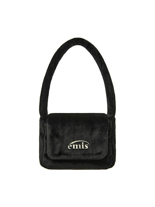 [emis] FUR SQUARE FLAP BAG-BLACK