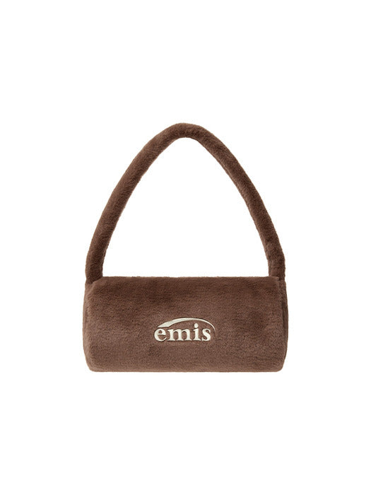 Emis Faux Fur Cylinder Bag-Brown